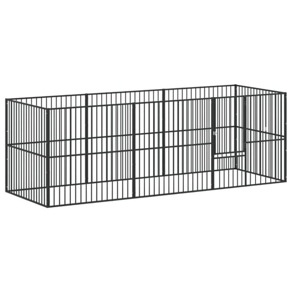 vidaXL hundegård 8 paneler galvaniseret stål sort -  Hundehuse