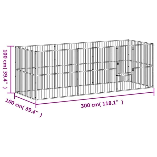 vidaXL hundegård 8 paneler galvaniseret stål sort -  Hundehuse