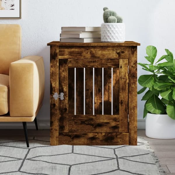 vidaXL hundebur 64,5x80x71 cm konstrueret træ røget egetræsfarve -  Hundehuse