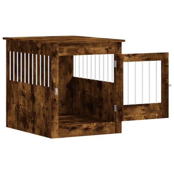 vidaXL hundebur 64,5x80x71 cm konstrueret træ røget egetræsfarve -  Hundehuse