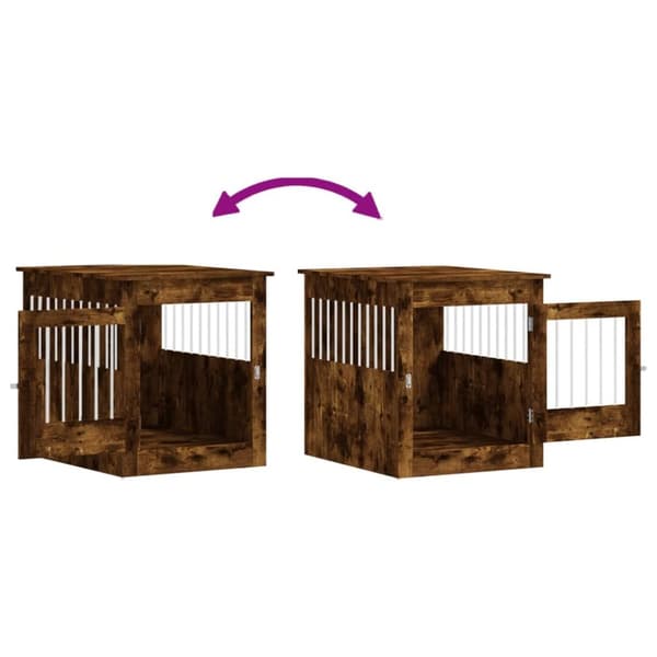 vidaXL hundebur 64,5x80x71 cm konstrueret træ røget egetræsfarve -  Hundehuse