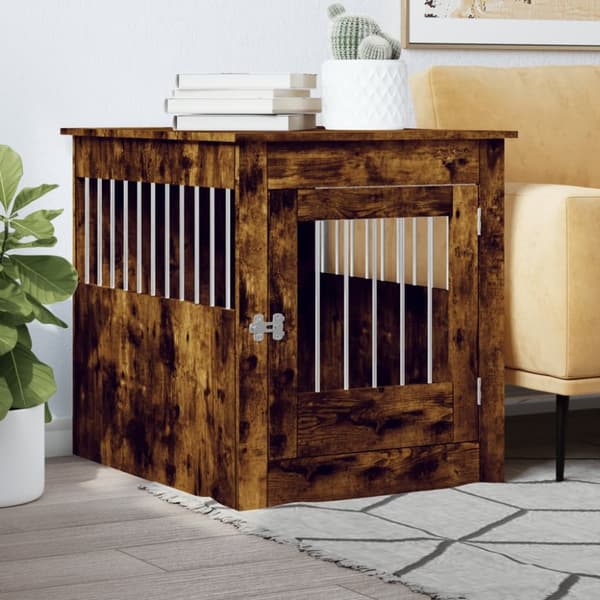 vidaXL hundebur 64,5x80x71 cm konstrueret træ røget egetræsfarve -  Hundehuse