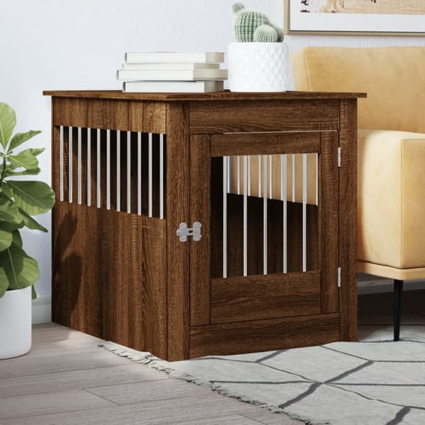vidaXL hundebur 64,5x80x71 cm konstrueret træ brun egetræsfarve - Hundehuse