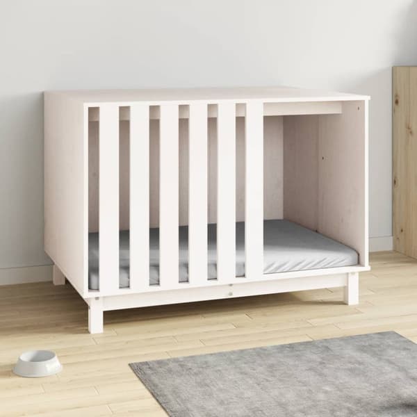 The Living Store hundehus 100x70x72 cm massivt fyrretræ hvid -  Hundehuse