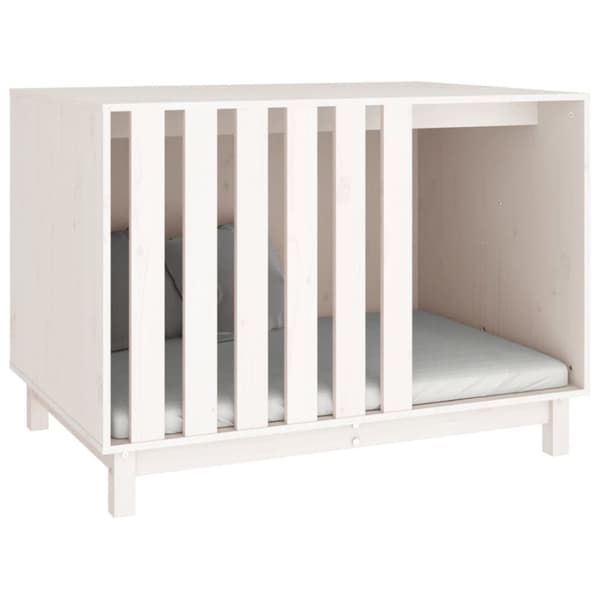 The Living Store hundehus 100x70x72 cm massivt fyrretræ hvid -  Hundehuse