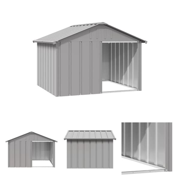 The Living Store hundehus 116,5x103x81,5 cm galvaniseret stål grå -  Hundehuse