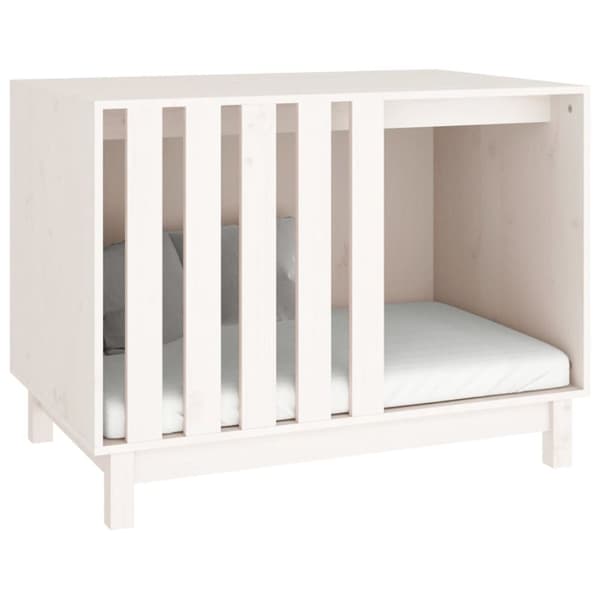The Living Store hundehus 90x60x67 cm massivt fyrretræ hvid -  Hundehuse