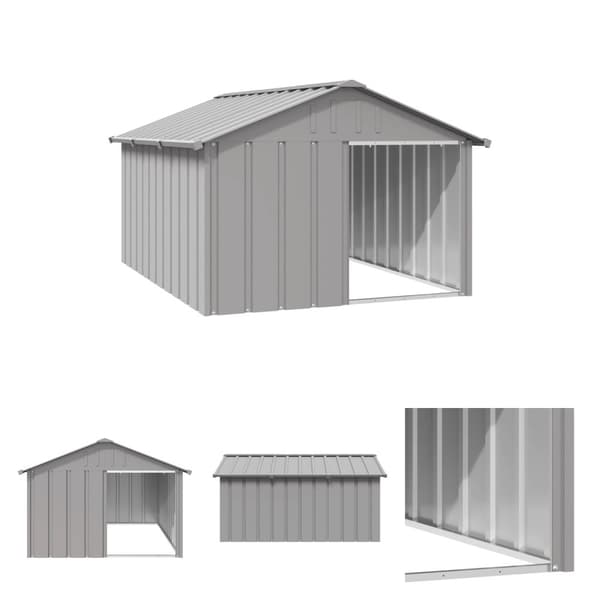 The Living Store hundehus 116,5x153x81,5 cm galvaniseret stål grå -  Hundehuse
