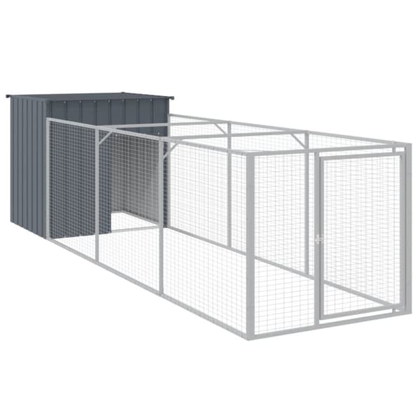 The Living Store hundehus med løbegård 110x405x110 cm galvaniseret stål antracit -  Hundehuse