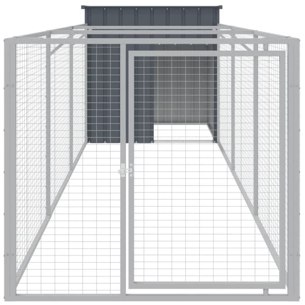 The Living Store hundehus med løbegård 110x405x110 cm galvaniseret stål antracit -  Hundehuse