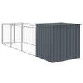 Miniatyrbillede 6 af 9: The Living Store hundehus med løbegård 110x405x110 cm galvaniseret stål antracit -  Hundehuse