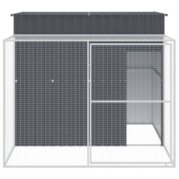 The Living Store hundehus med løbegård 214x253x181 cm galvaniseret stål antracit - Hundehuse