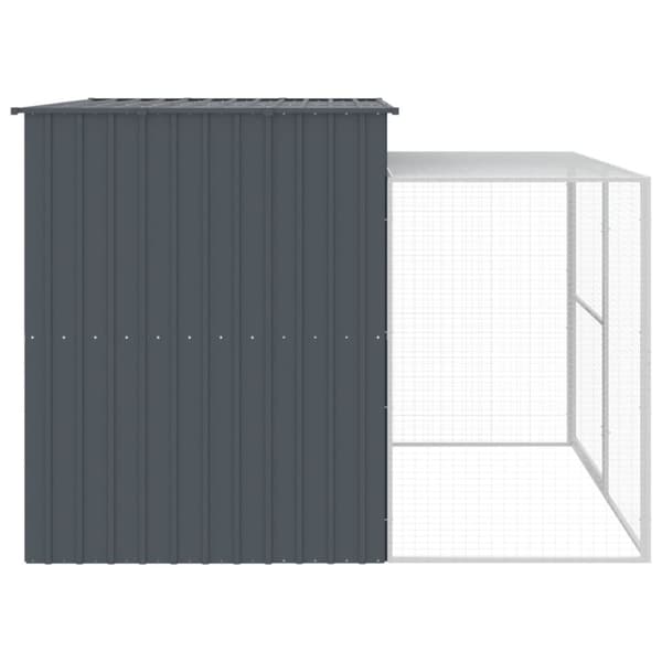 The Living Store hundehus med løbegård 214x253x181 cm galvaniseret stål antracit -  Hundehuse