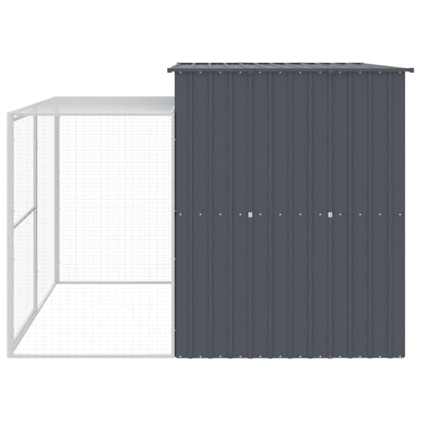 The Living Store hundehus med løbegård 214x253x181 cm galvaniseret stål antracit - Hundehuse