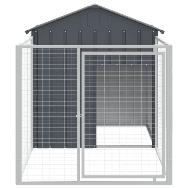 The Living Store hundehus med løbegård 117x201x123 cm galvaniseret stål antracit -  Hundehuse