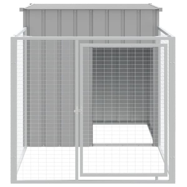 The Living Store hundehus med løbegård 110x201x110 cm galvaniseret stål lysegrå -  Hundehuse