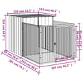 Miniatyrbillede 6 af 6: The Living Store hundehus med løbegård 110x201x110 cm galvaniseret stål lysegrå -  Hundehuse