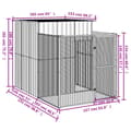 Miniatyrbillede 6 af 6: The Living Store hundehus med løbegård 165x251x181 cm galvaniseret stål lysegrå -  Hundehuse