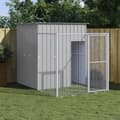 Miniatyrbillede 2 af 6: The Living Store hundehus med løbegård 165x251x181 cm galvaniseret stål lysegrå -  Hundehuse