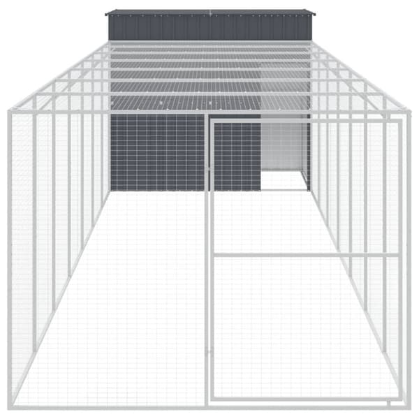 The Living Store hundehus med løbegård 214x865x181 cm galvaniseret stål antracit - Hundehuse
