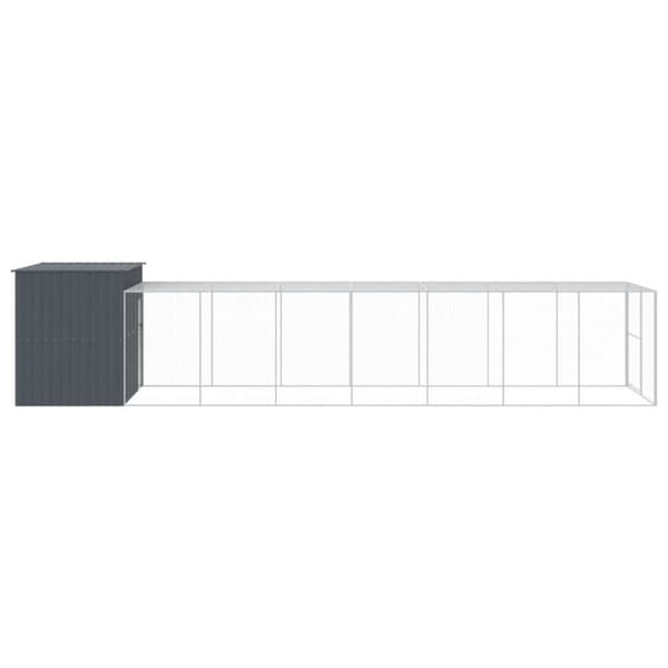 The Living Store hundehus med løbegård 214x865x181 cm galvaniseret stål antracit - Hundehuse
