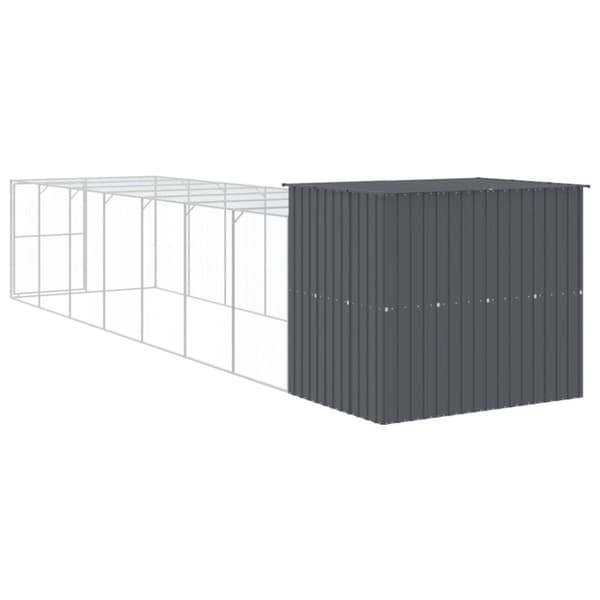 The Living Store hundehus med løbegård 214x865x181 cm galvaniseret stål antracit - Hundehuse