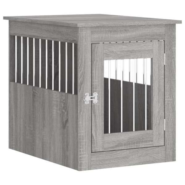 The Living Store hundebur 55x75x65 cm konstrueret træ grå sonoma-eg - Hundehuse