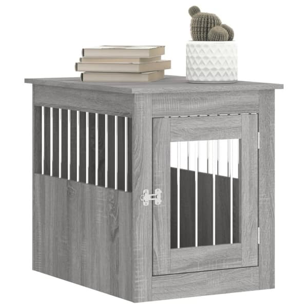 The Living Store hundebur 55x75x65 cm konstrueret træ grå sonoma-eg - Hundehuse