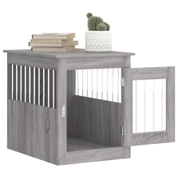The Living Store hundebur 55x75x65 cm konstrueret træ grå sonoma-eg - Hundehuse