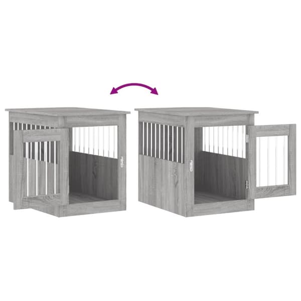 The Living Store hundebur 55x75x65 cm konstrueret træ grå sonoma-eg - Hundehuse