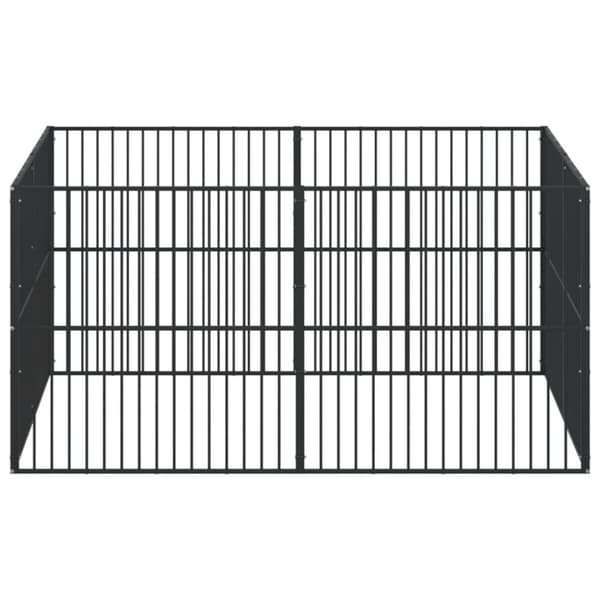 The Living Store hundegård 8 paneler galvaniseret stål sort -  Hundehuse