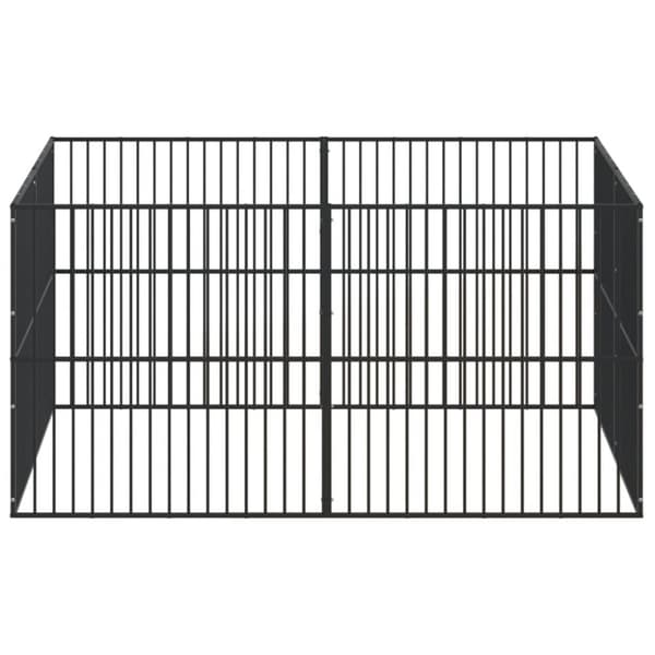 The Living Store hundegård 8 paneler galvaniseret stål sort -  Hundehuse