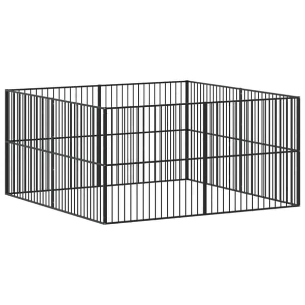 The Living Store hundegård 8 paneler galvaniseret stål sort -  Hundehuse
