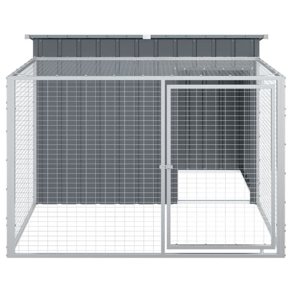 The Living Store hundehus m. løbegård 153x194x110 cm galvaniseret stål antracit - Hundehuse