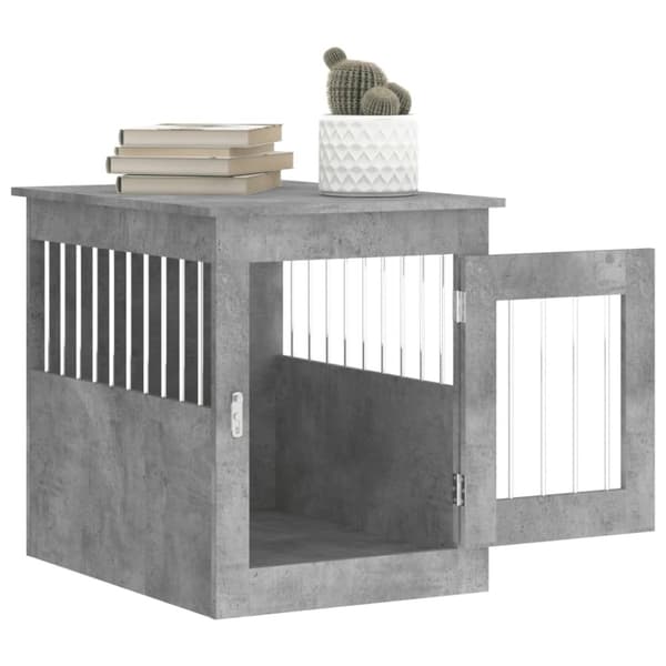 The Living Store hundebur 55x75x65 cm konstrueret træ betongrå - Hundehuse