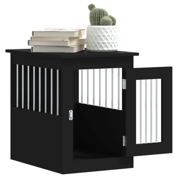 The Living Store hundebur 45x62x59 cm konstrueret træ sort -  Hundehuse