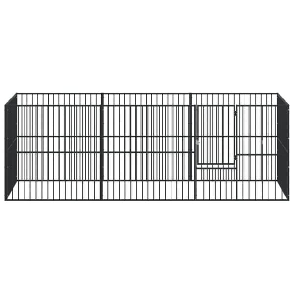 The Living Store hundegård 8 paneler galvaniseret stål sort -  Hundehuse