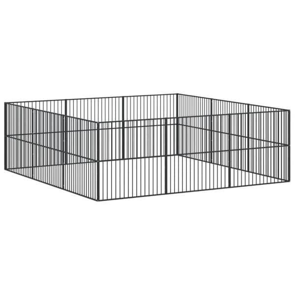 The Living Store hundegård 12 paneler galvaniseret stål sort -  Hundehuse