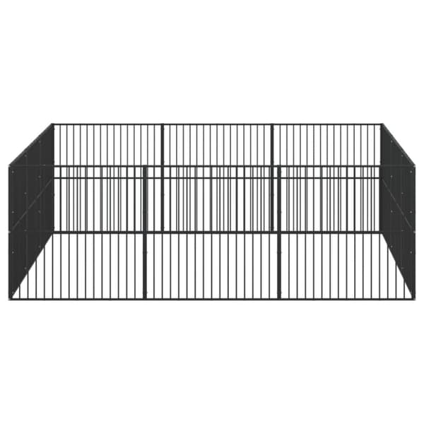 The Living Store hundegård 12 paneler galvaniseret stål sort -  Hundehuse