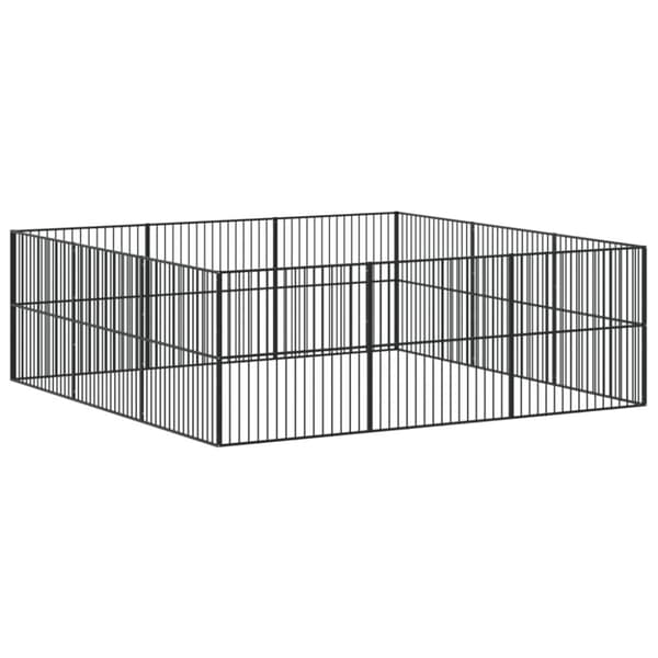 The Living Store hundegård 12 paneler galvaniseret stål sort -  Hundehuse