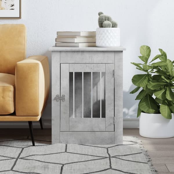 The Living Store Hundbur betonggrå 55x80x68 cm konstruerat trä - Hundkojor