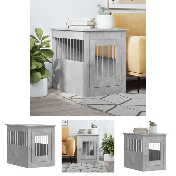 The Living Store Hundbur betonggrå 55x80x68 cm konstruerat trä -  Hundkojor