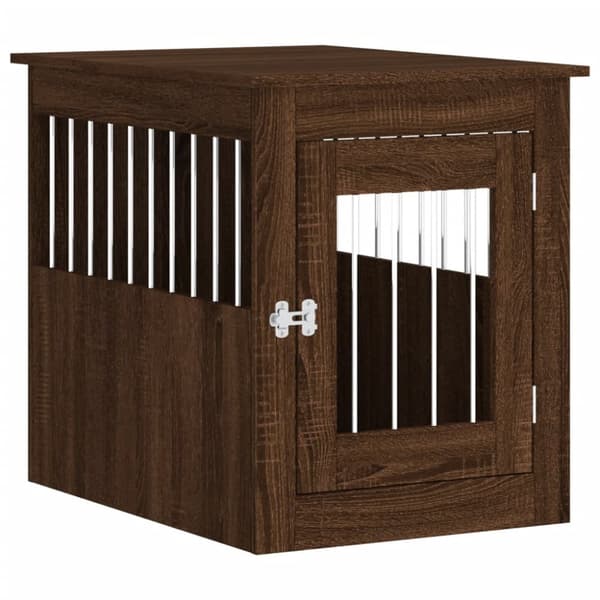 The Living Store hundebur 55x75x65 cm konstrueret træ brun egetræsfarve -  Hundehuse