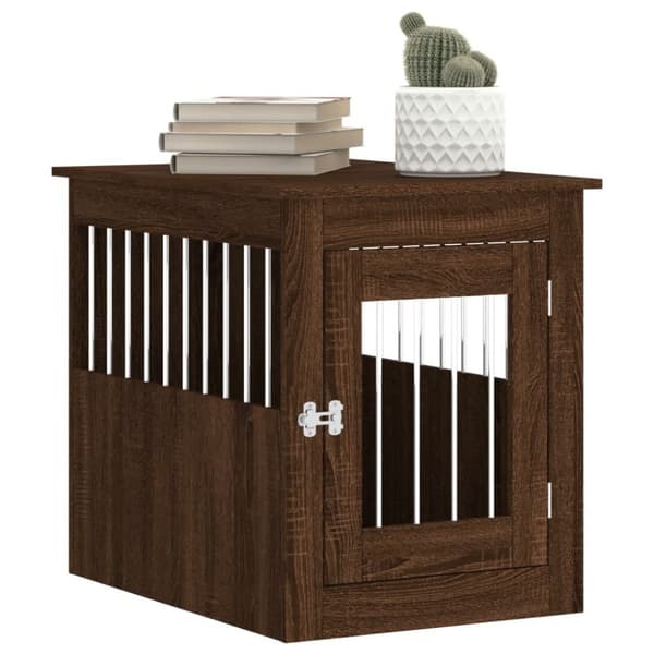 The Living Store hundebur 55x75x65 cm konstrueret træ brun egetræsfarve -  Hundehuse