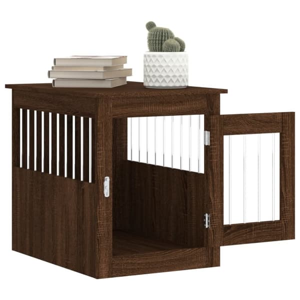 The Living Store hundebur 55x75x65 cm konstrueret træ brun egetræsfarve -  Hundehuse