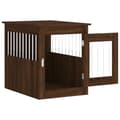 Miniatyrbillede 7 af 11: The Living Store hundebur 55x75x65 cm konstrueret træ brun egetræsfarve -  Hundehuse