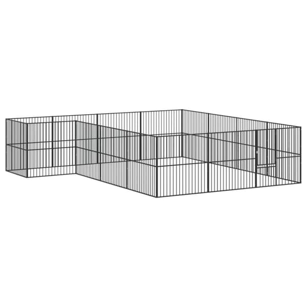 The Living Store hundegård 16 paneler galvaniseret stål sort -  Hundehuse