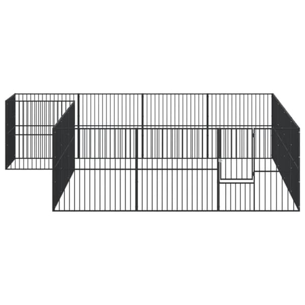 The Living Store hundegård 16 paneler galvaniseret stål sort -  Hundehuse