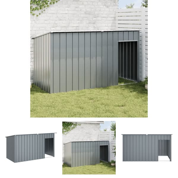The Living Store hundehus med tag 196x91x110 cm galvaniseret stål antracitgrå -  Hundehuse