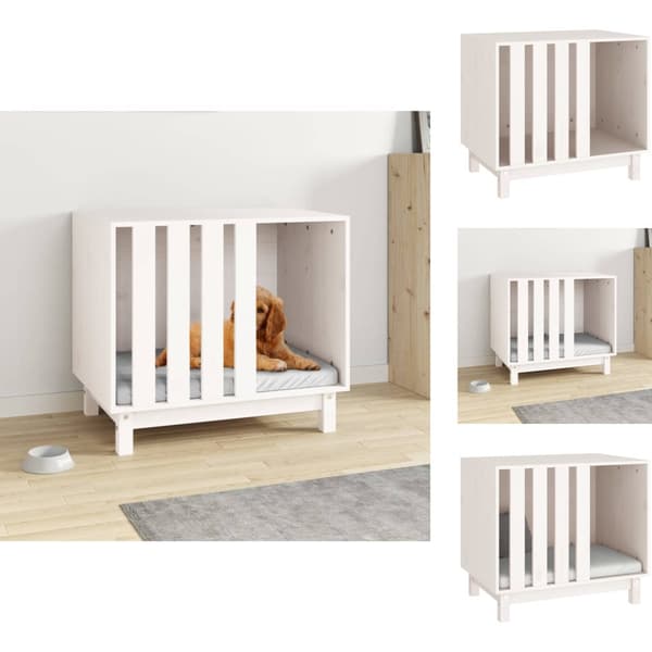 Hundehuse - Living hundehus 70x50x62 cm massivt fyrretræ hvid